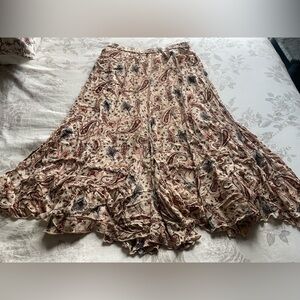 Coldwater Creek Cream Paisley Midi Skirt Small Fairycore Whimsical Romantic Boho